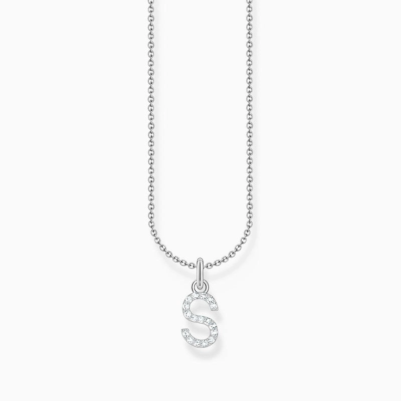 Thomas Sabo Silver Necklace with Letter S & White Stones