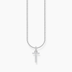 Thomas Sabo Silver Necklace with Letter T & White Stones
