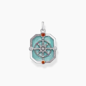 Thomas Sabo Silver Octagon-shaped Pendant with Cold Enamel and Stones