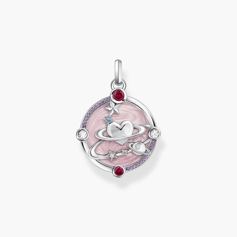 Thomas Sabo Silver Pendant with Pinkish Cold Enamel and Cosmic Details