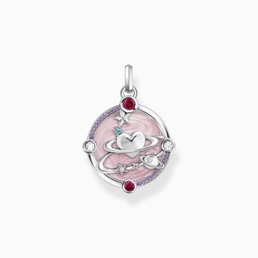 Thomas Sabo Silver Pendant with Pinkish Cold Enamel and Cosmic Details