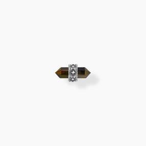 Thomas Sabo Silver Single Ear Stud with Gold Blue Tiger's Eye Pendant