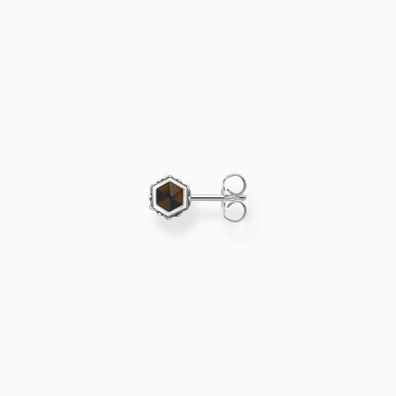 Thomas Sabo Silver Single Ear Stud with Gold Blue Tiger's Eye Pendant