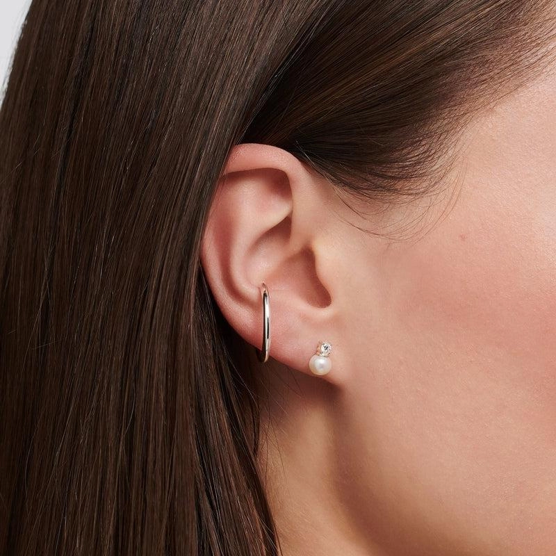 Thomas Sabo Single ear stud pearl with white stone silver
