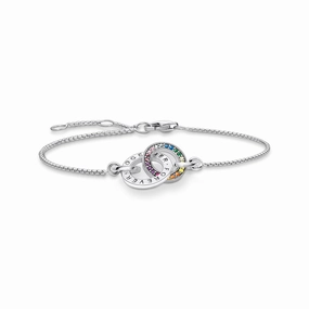 Thomas Sabo Sterling Silver Togather Rings Rainbow CZ 16-19cm Bracelet