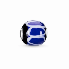 Thomas Sabo Women Men-Bead Karma Beads 925 Sterling silver Glass black white blue