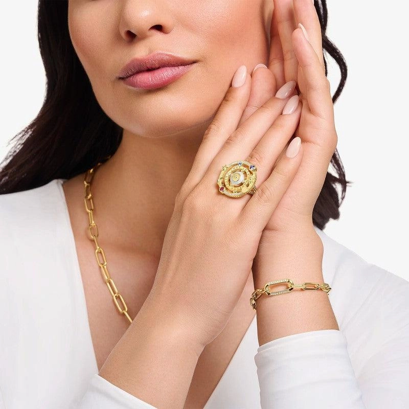 Thomas Sabo Yellow-Gold plated Cocktail Ring with Half-ball and Stones