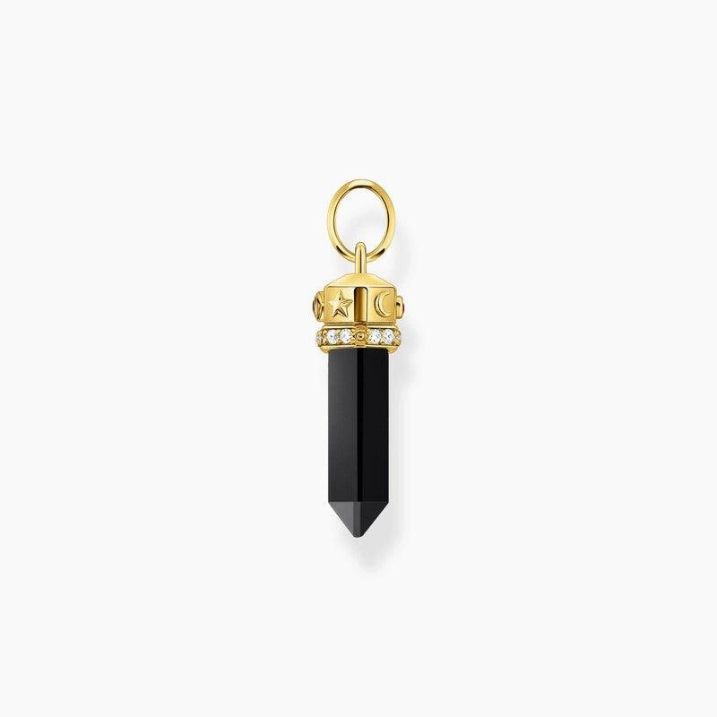 Thomas Sabo Yellow-Gold plated Pendant with Onyx in Hexagon-Shape
