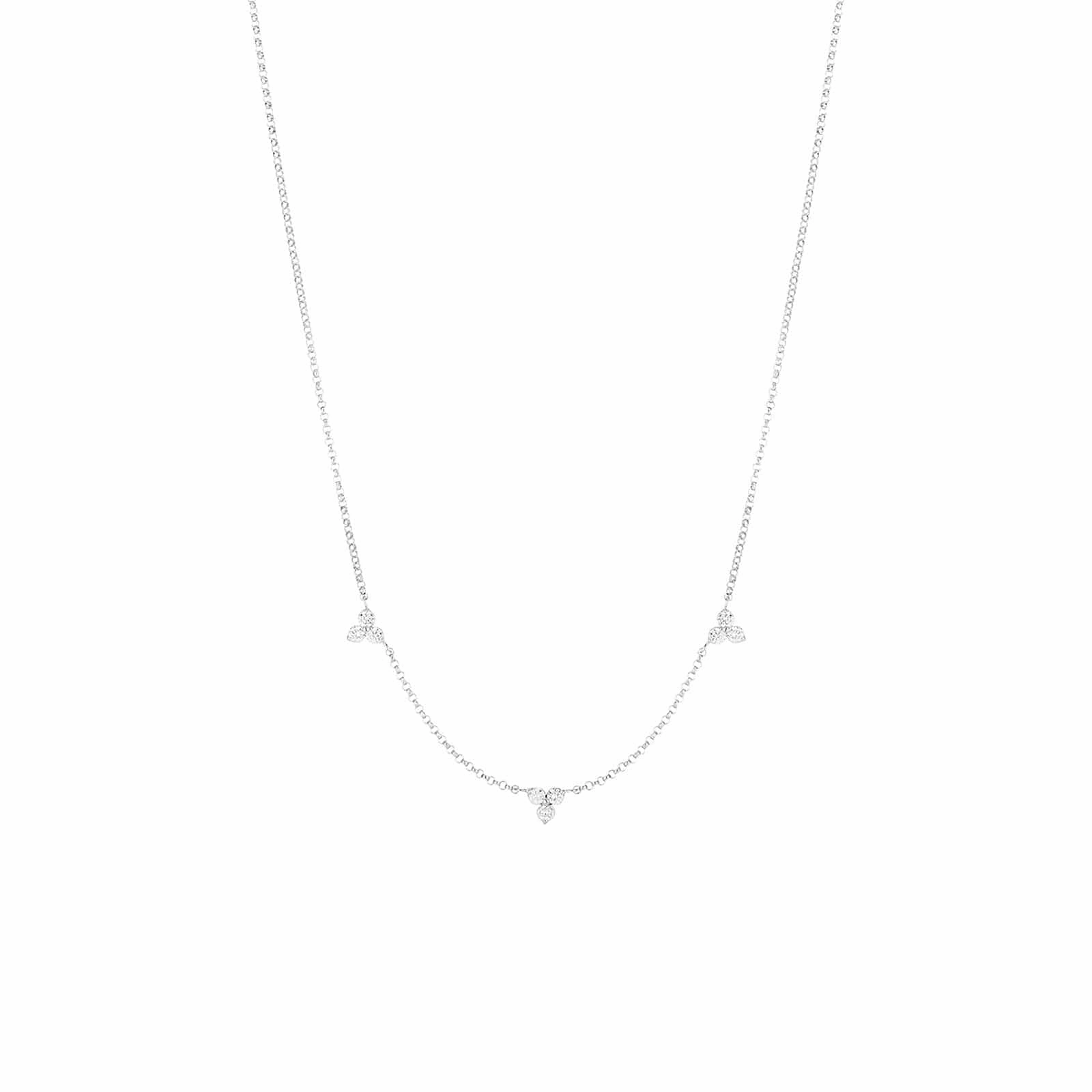 Three-Station Diamond Cluster Necklace