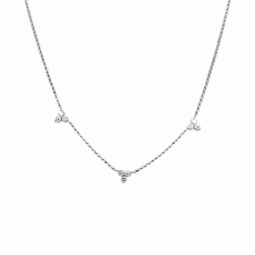 Three-Station Diamond Cluster Necklace