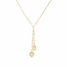 Venetian Princess Double Medallion Lariat Necklace with Diamonds