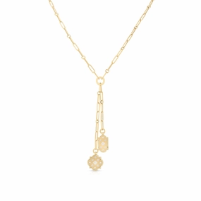 Venetian Princess Double Medallion Lariat Necklace with Diamonds