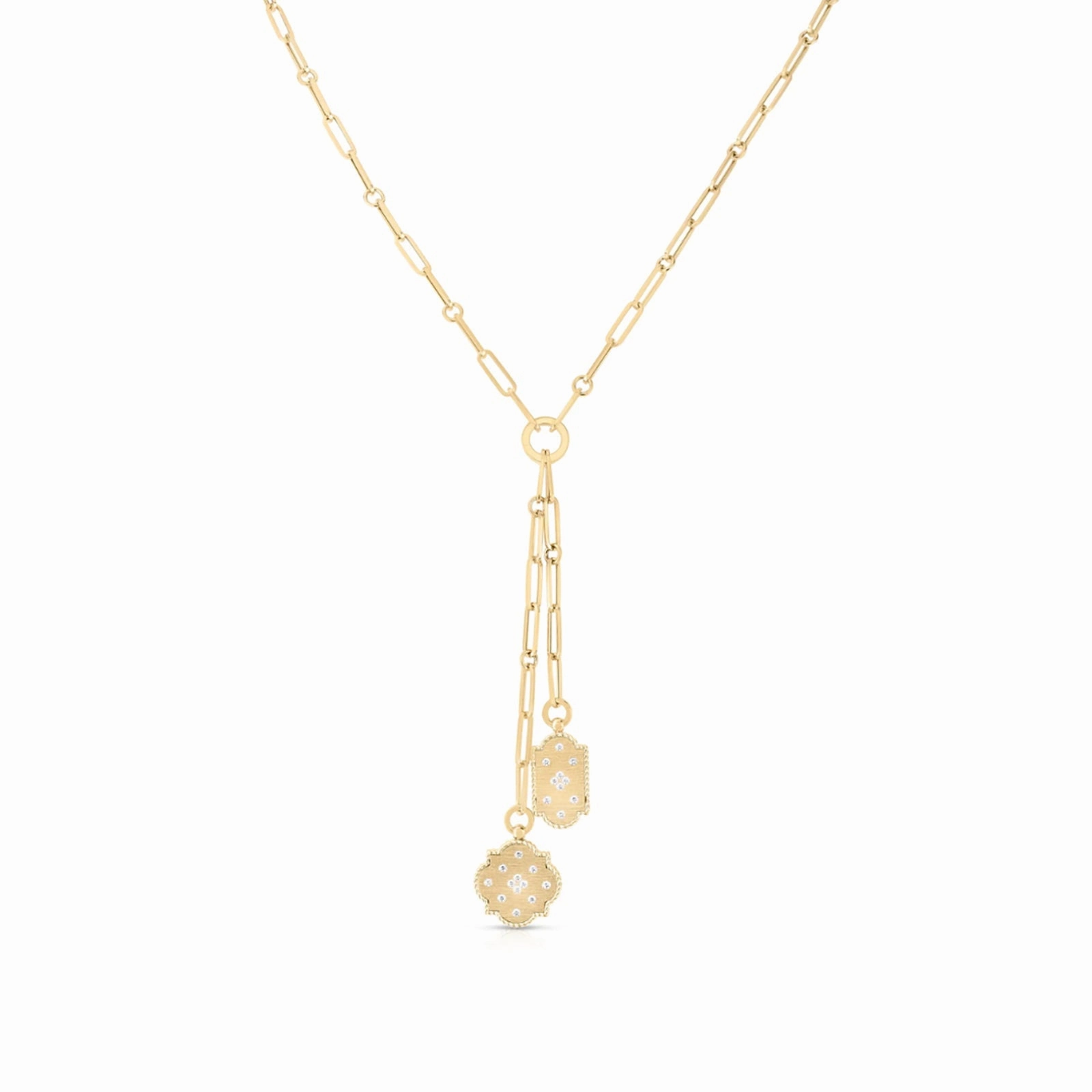 Venetian Princess Double Medallion Lariat Necklace with Diamonds
