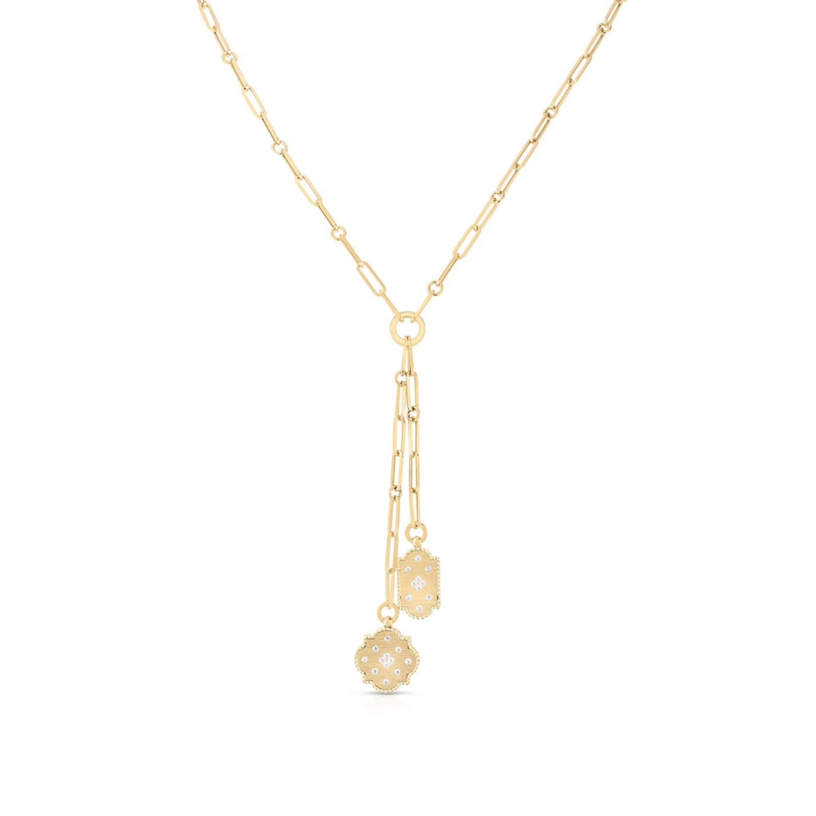 Venetian Princess Double Medallion Lariat Necklace with Diamonds