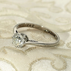 Vintage 18ct and Platinum 0.89ct Old Cut Diamond Solitaire Engagement Ring