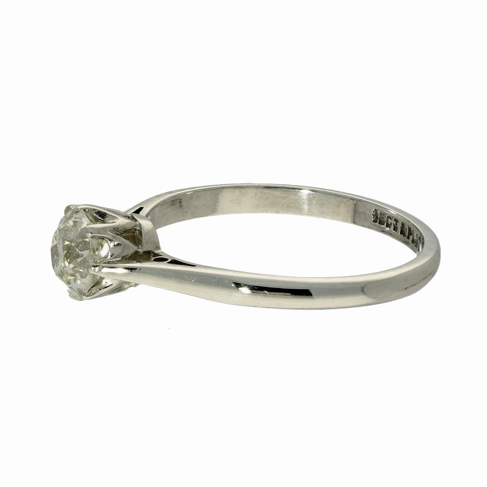 Vintage 18ct and Platinum 0.89ct Old Cut Diamond Solitaire Engagement Ring