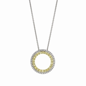 Yellow & White Diamond Open Circle Pendant